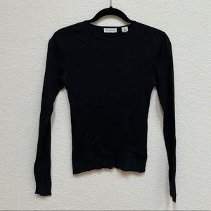 Ann Taylor Black Long Sleeve Knit Top